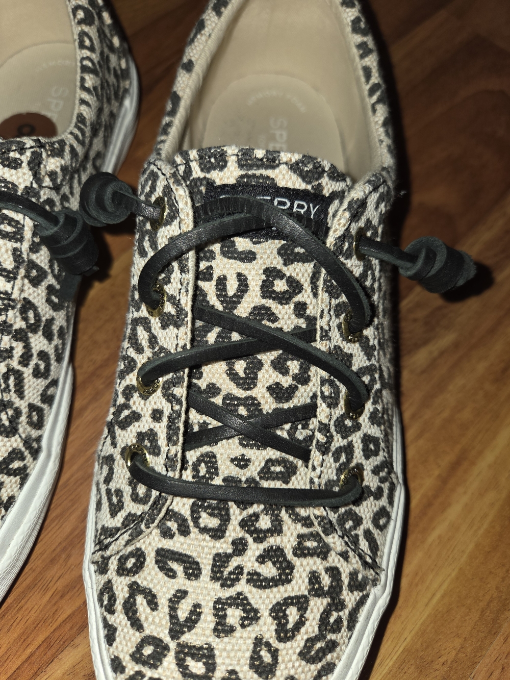 Sperry Leopard Print Canvas Sneakers - Black & Cream - Picture 2 of 6